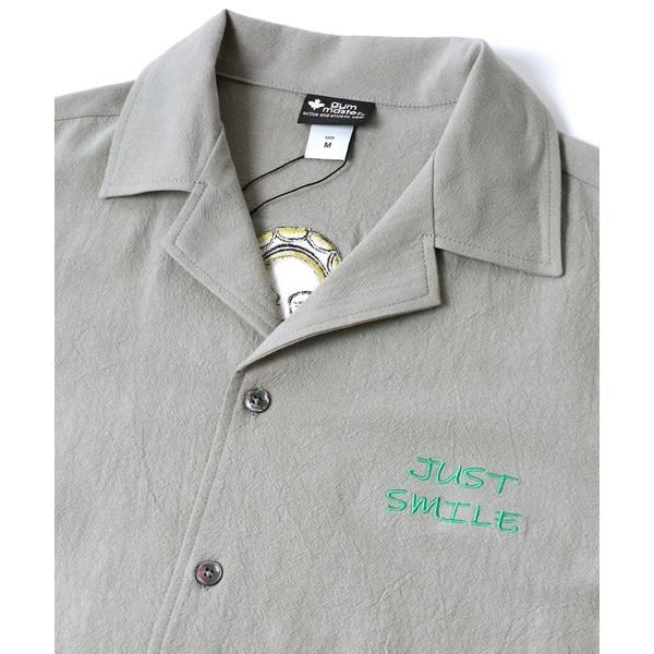 gym master ジムマスター シャツ メンズ 半袖 夏用 JUST SMILE 刺繍 オープンカラーシャツ 軽い 涼しい カジュアル G721749 | gym master | 07
