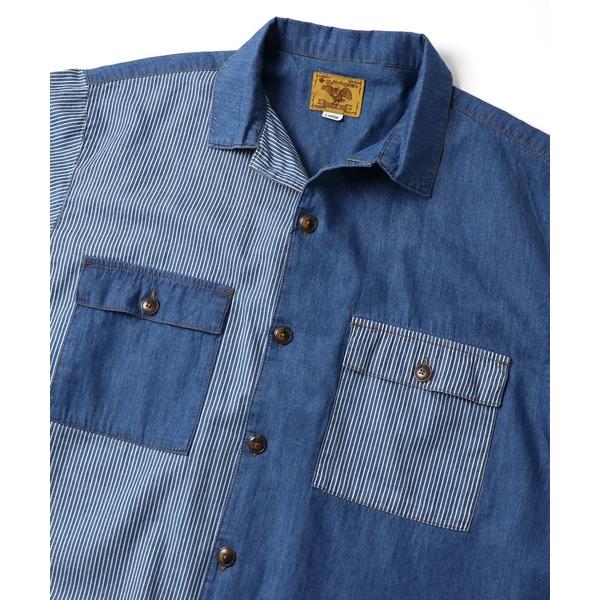 シャツ メンズ 春夏 gym master ジムマスター 半袖デニムシャツ G721751 ライトデニム ヒッコリー コットン カジュアル | gym master | 09
