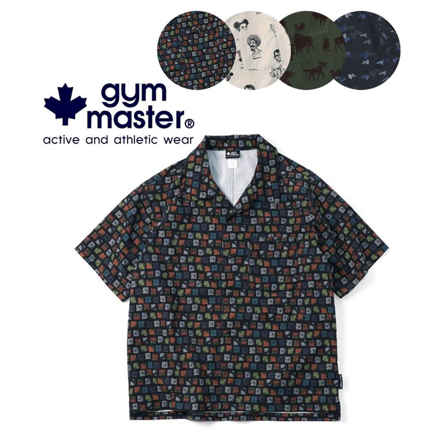 爆買 / gym master ジムマスター 半袖シャツ メンズ ストライプドビーハッピーペイントシャツ G745778 春夏 総柄シャツ 開襟シャツ 軽量 カジュアル アウトドア | gym master