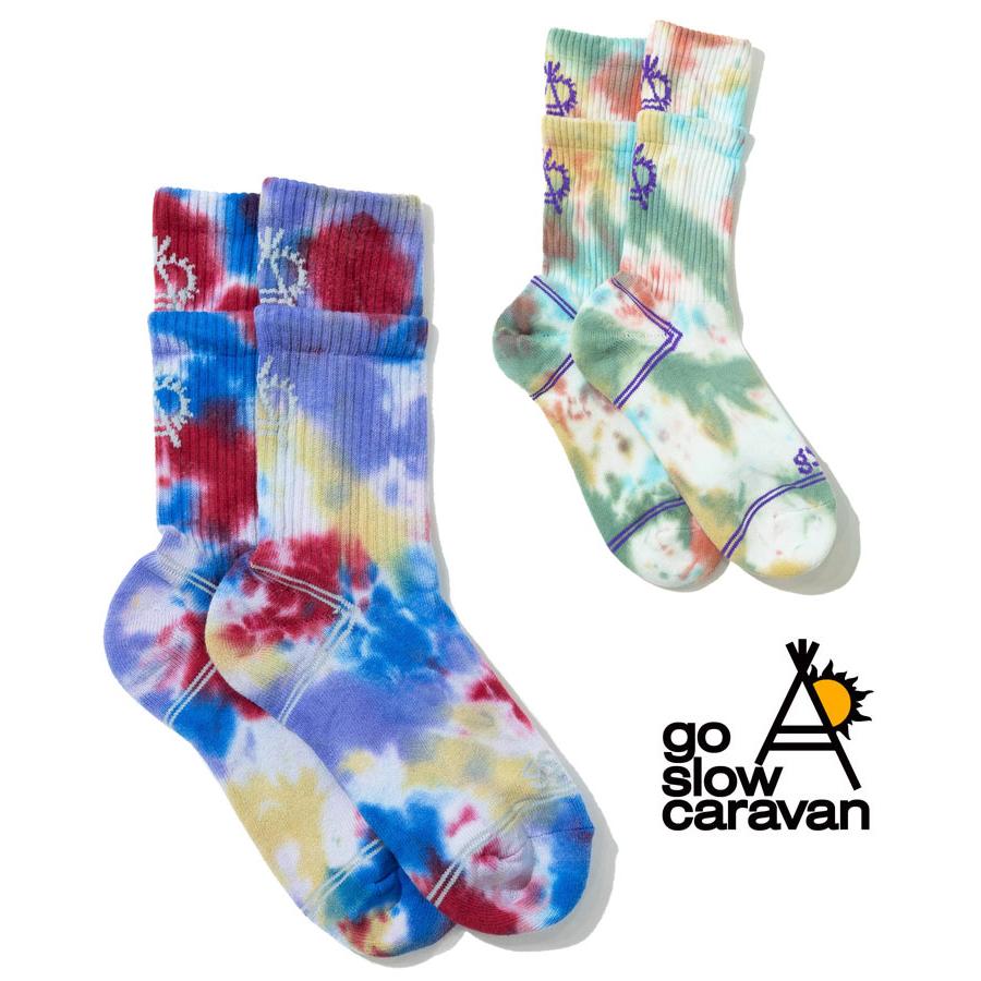 go slow caravan ゴースローキャラバン 靴下 メンズ 春夏 クルーソックス タイダイ ジャガード おしゃれ レイヤードリブ アウトドア 362908 | go slow caravan