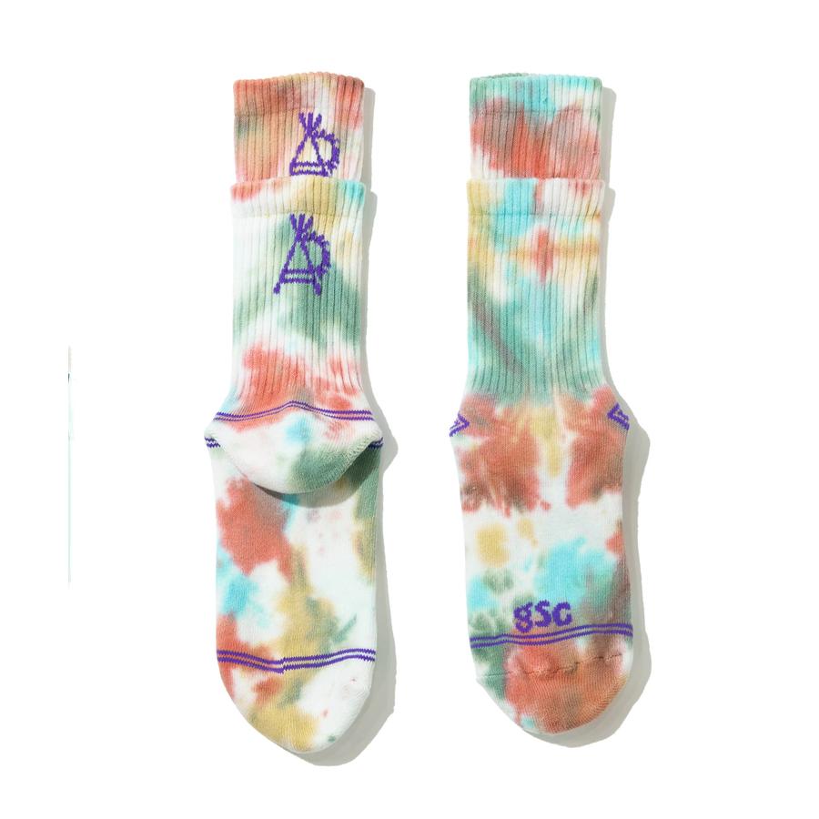 go slow caravan ゴースローキャラバン 靴下 メンズ 春夏 クルーソックス タイダイ ジャガード おしゃれ レイヤードリブ アウトドア 362908 | go slow caravan | 08