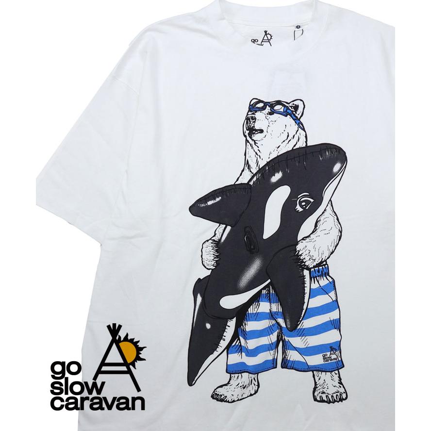 ゴースローキャラバン tシャツ くま メンズ 半袖 go slow caravan USA/C プールクマ BIG TEE 341920 シロクマ Tee メンズ レディース 男女兼用 | go slow caravan