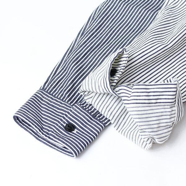 ヒッコリーシャツ メンズ 日本製 シャツ ヒッコリーワークシャツ レディース ストライプ アウトドア コットン100％ | protocol | 07