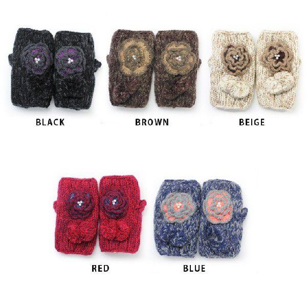 手袋 / フラワー ボンボン 裏ボア KNIT CUFF GAITER 手袋 / 指なし / 返品・交換不可 | protocol | 02