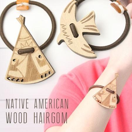 ヘアゴム / ネイティブ アメリカン ウッドカービング ヘアゴム / ヘアアクセサリー ブレスレット ウッド ティピー 鳥 | protocol