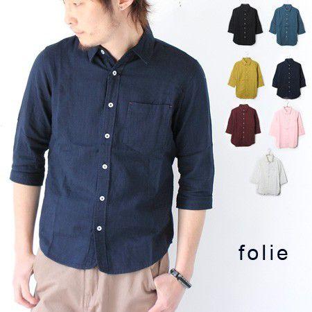 爆買 ガーゼシャツ 7分袖 folie Wガーゼ レギュラー シャツ/メンズ | protocol