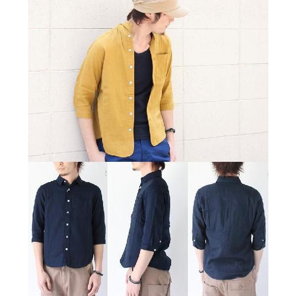 爆買 ガーゼシャツ 7分袖 folie Wガーゼ レギュラー シャツ/メンズ | protocol | 02