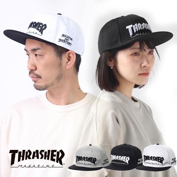 帽子 メンズ スラッシャー キャップ THRASHER MAG LOGO ポリエステルサージ　平つばキャップ THR-C03 紫外線対策 春 夏 春夏 大阪 取り扱い店 | THRASHER