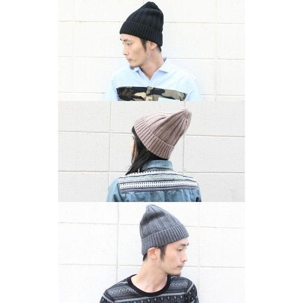 ニット帽 メンズ 大きい 秋 帽子 レディース スタンダード リブ編み ニットキャップ 秋黒 グレー | protocol | 02