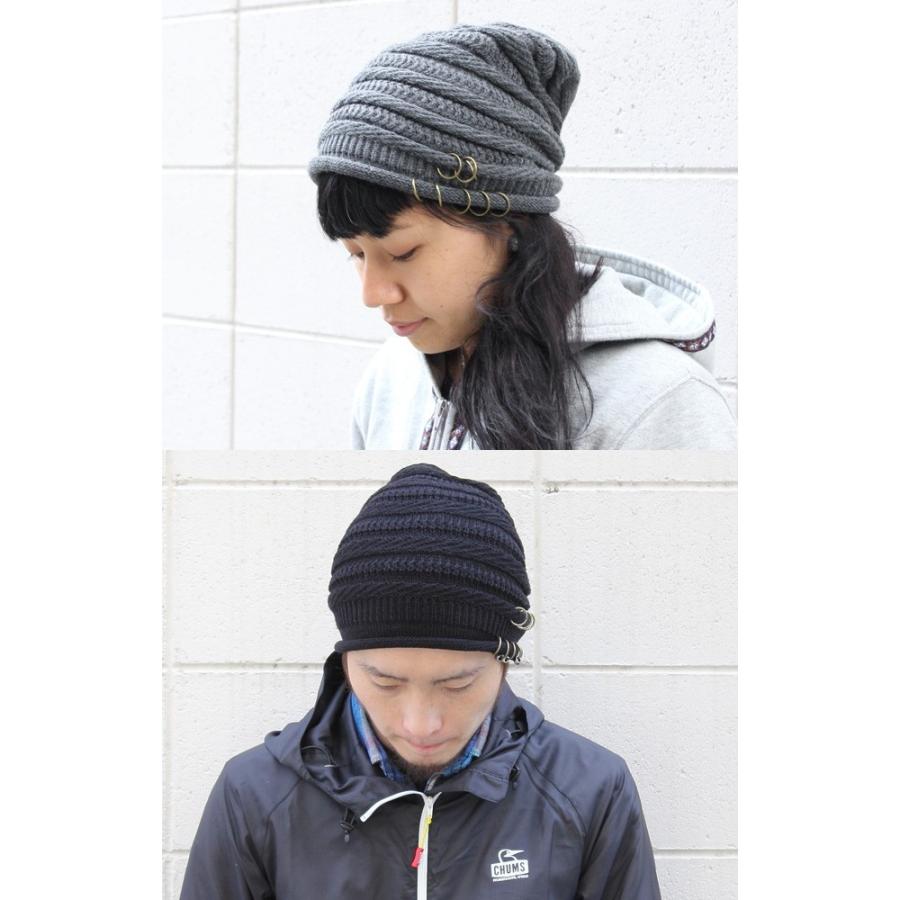 ニット帽 帽子 メンズ 大きい 黒 白 レディース リング付き ビッグチャンキー ニットキャップ | protocol | 03