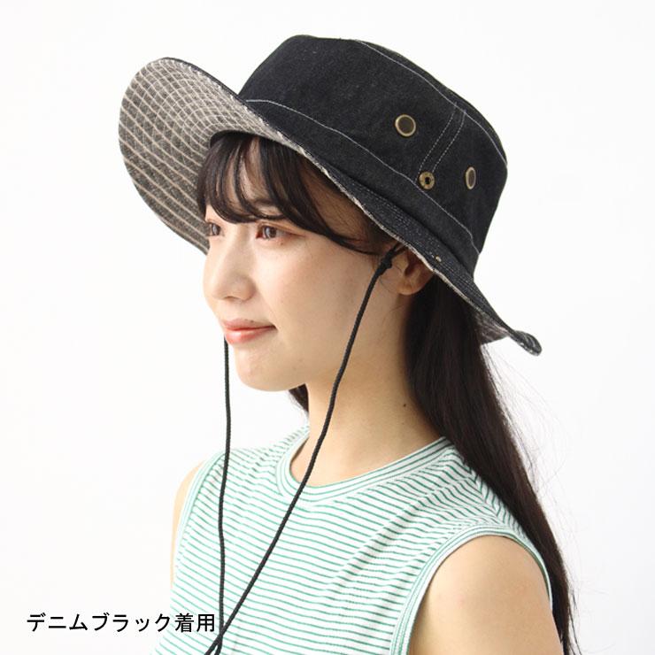 レディースハット 大きめ デニム サファリハット メンズ ツバ広 登山 海 プール 登山 父の日 帽子 熱中症予防 20 30 40 50 60 | Regnuu | 09
