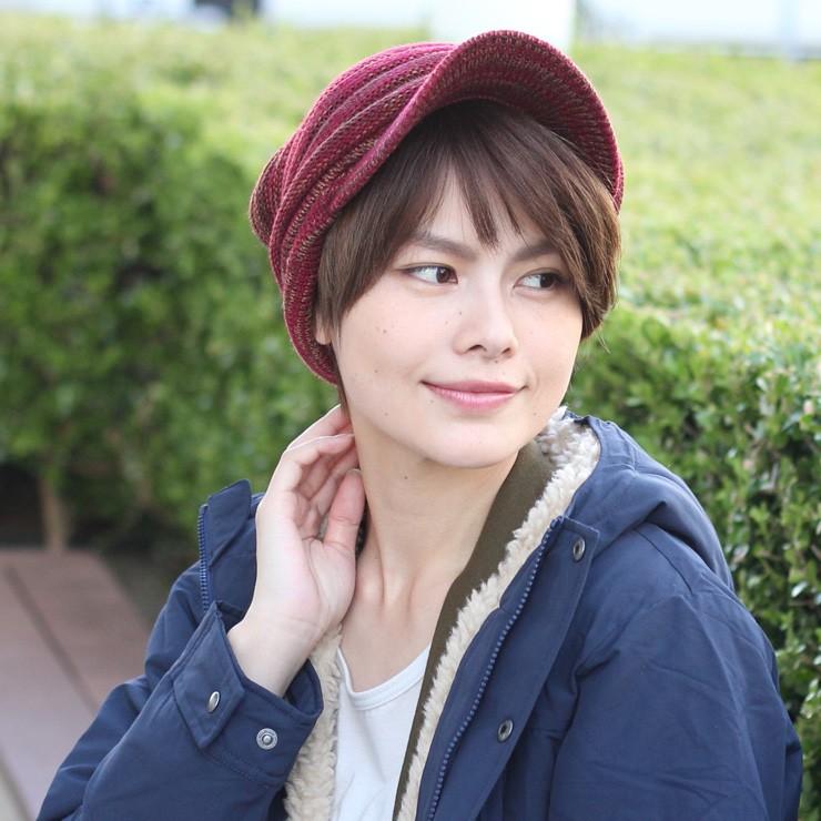 つば付きニット帽 メンズ 帽子 アクリル つば付き ニット帽 キャスケット レディース | protocol | 02