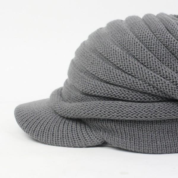 つば付きニット帽 メンズ 帽子 アクリル つば付き ニット帽 キャスケット レディース | protocol | 09