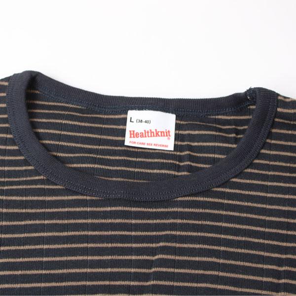 ヘルスニット パック tシャツ 長袖 Healthknit ベーシック ボーダーフライス クルーネック 長袖 Tシャツ 53002 | Healthknit | 05