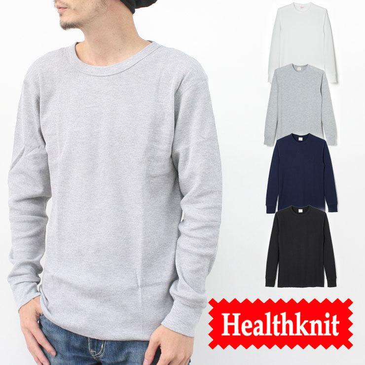サーマル ロンt ヘルスニット サーマル クルーネック 602l 長袖 クルーネック ワッフル カットソー パック キャンプ キャンプ | Healthknit