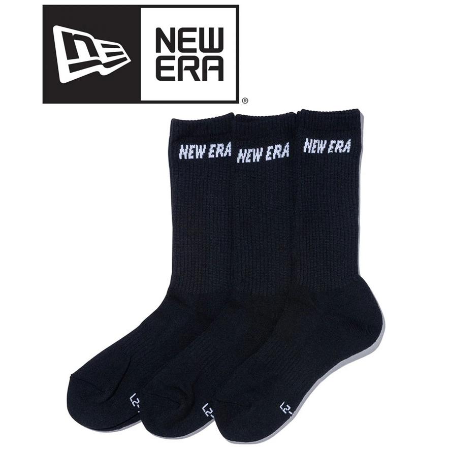 NEW ERA ニューエラ ソックス クルー 3ペア ブラック SOCKS CREW 3 PAIRS BLK 14518183 | NEW ERA