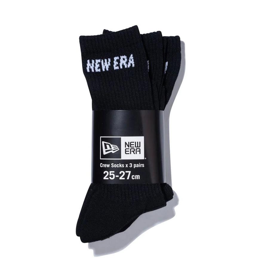 NEW ERA ニューエラ ソックス クルー 3ペア ブラック SOCKS CREW 3 PAIRS BLK 14518183 | NEW ERA | 12