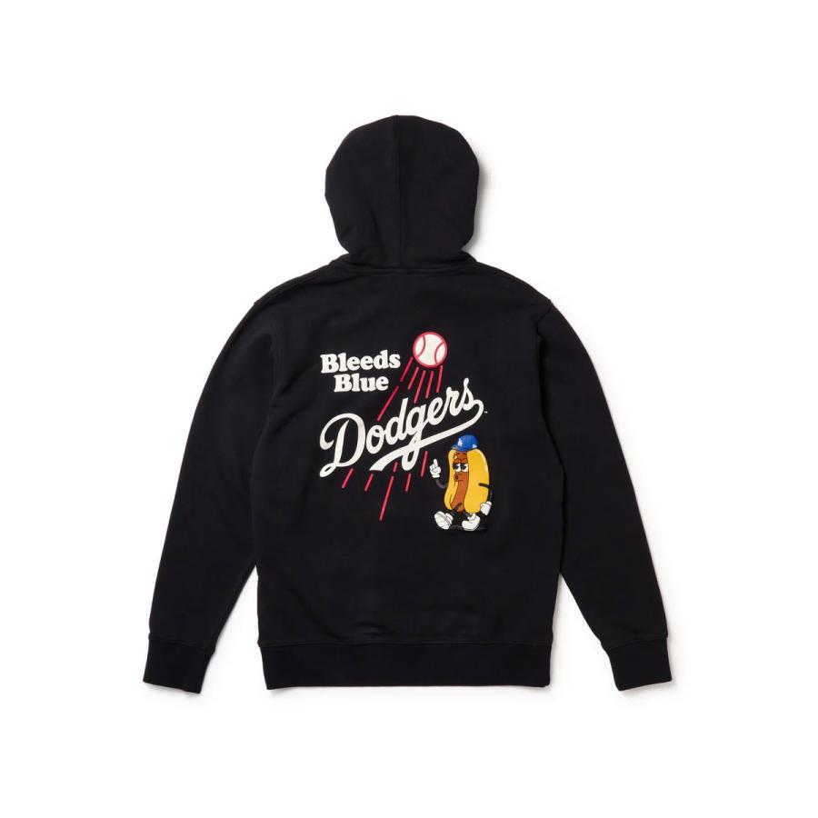 NEW ERA ニューエラ スウェット プルオーバー フーディー ロサンゼルス・ドジャース Bleeds Blue Hot Dog 15129290 パーカー MLB 11オンス 裏毛 刺繍 ブラック | NEW ERA | 04
