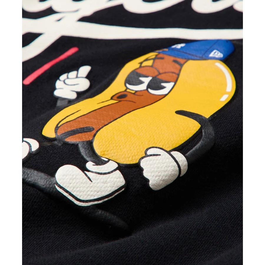 NEW ERA ニューエラ スウェット プルオーバー フーディー ロサンゼルス・ドジャース Bleeds Blue Hot Dog 15129290 パーカー MLB 11オンス 裏毛 刺繍 ブラック | NEW ERA | 09