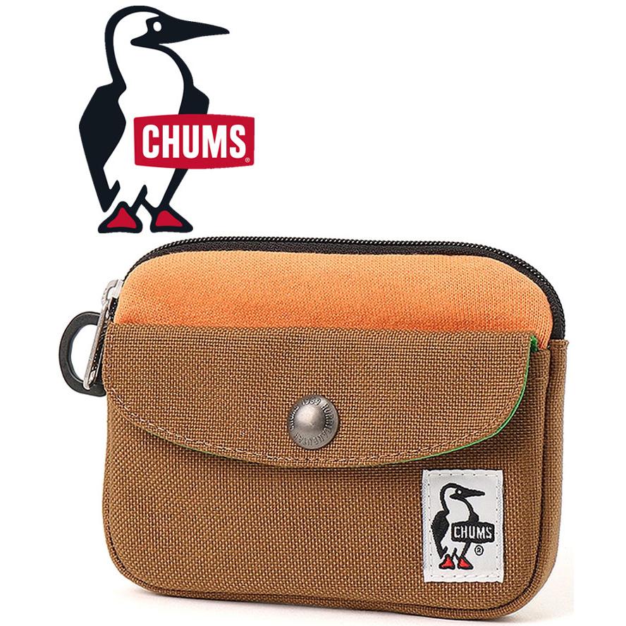 CHUMS チャムス Pocket Size Wallet Sweat Nylon ポケットサイズウォレットスウェットナイロン CH60-3816 Orange/Lt.Brown | CHUMS