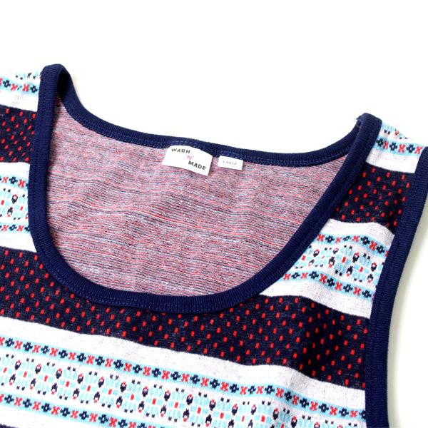 爆買 WASH'N'MADE ウォッシュンメイド ジャガード タンクトップ ネイビー Lサイズ | WASH'N' MADE | 02