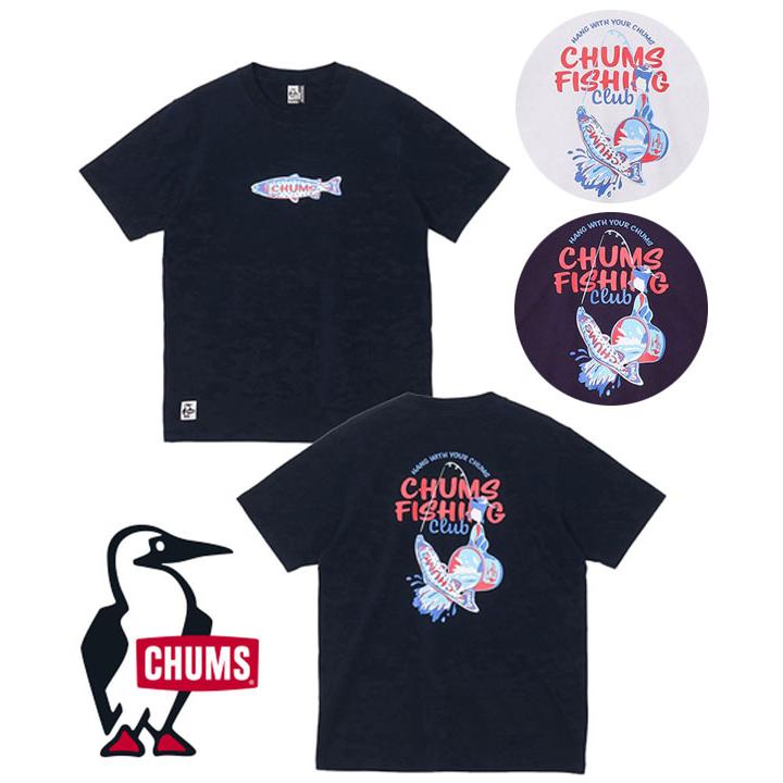 Tシャツ メンズ 春夏 CHUMS チャムス フィッシングクラブTシャツ CH01-2753 半袖 プリントTシャツ コットン アウトドア | CHUMS