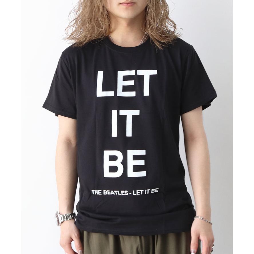 バンド Tシャツ ロック ビートルズ let it be Tシャツ グッズ メンズ レディース 半袖 トップス バンド ブラック | protocol