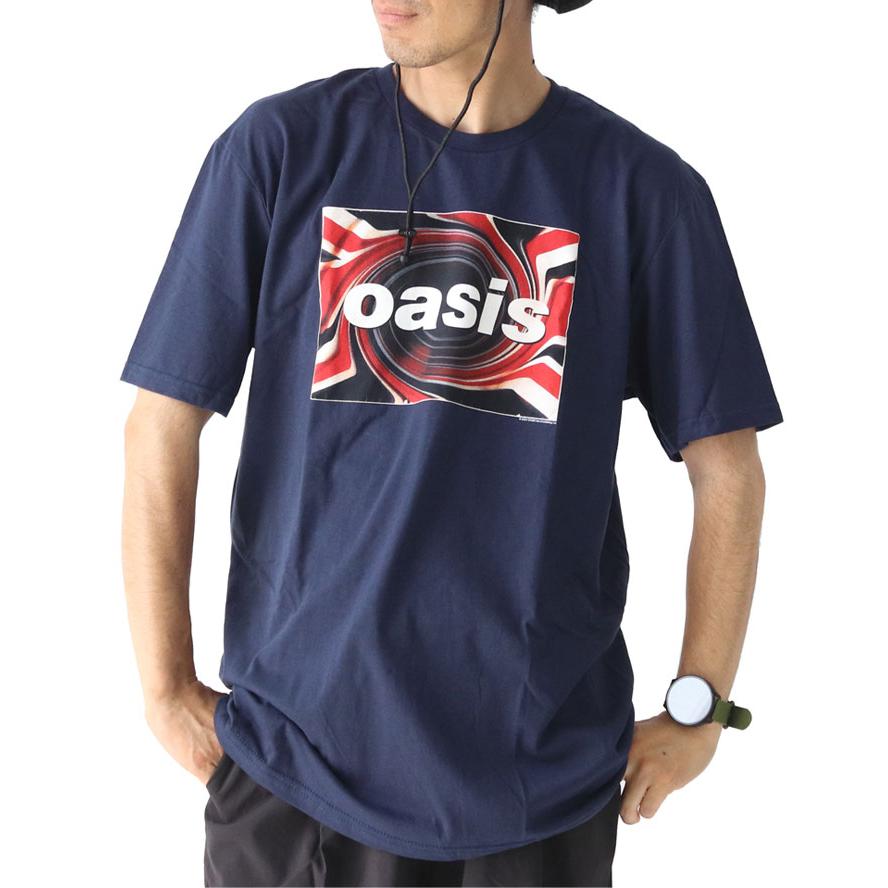 オアシス Tシャツ メンズ バンドTシャツ ロック oasis union jack tee 半袖 ネイビー レディース フェス 野外フェス | protocol