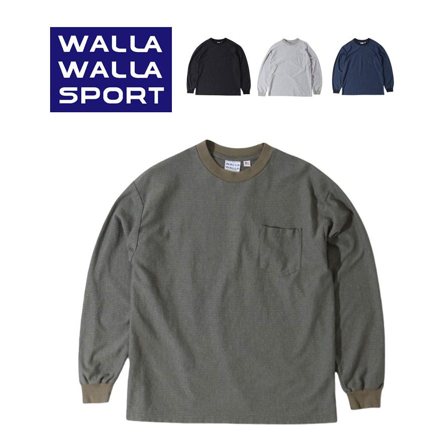 WALLA WALLA SPORT ワラワラスポーツ U.S. MADE JACQUARD ST POCKET TEE ユーエス メイド ジャカード ストライプ ポケット tee メンズ レディース 長袖 | WALLA WALLA SPORT