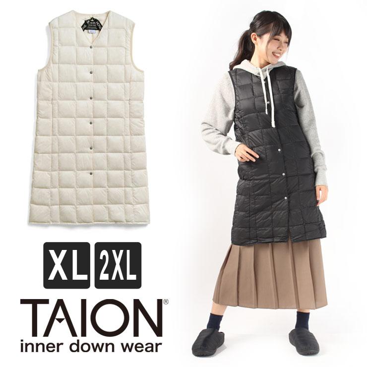 TAION タイオン インナーダウン ベーシック Vネック ロングダウンベスト TAION-W001-LONG | TAION