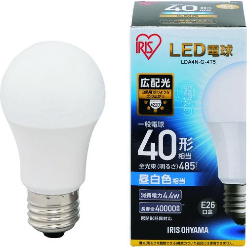 品質一番の IRIS LED電球 E26広配光タイプ 40形相当 昼白色 485lm (LDA4N-G-4T5) LED電球、LED蛍光灯