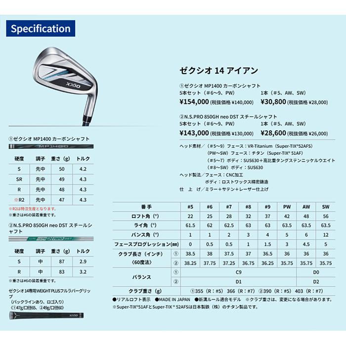 XXIO DUNLOP XXIO14 IRON / ダンロップ ゼクシオ14 アイアン 5本セット