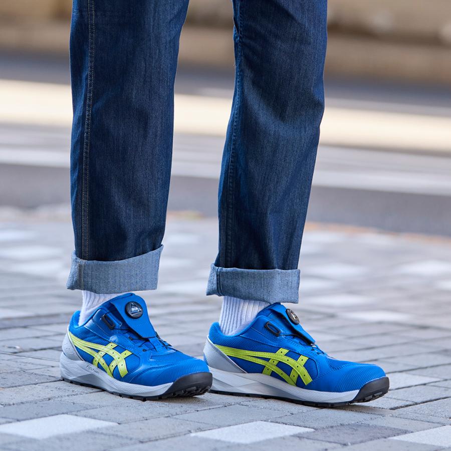 ASICS 安全靴 BOAシステム ネイビー/イエロー ASICS（アシックス） 安全靴 ローカット ウィンジョブ CP229 BOA 3E