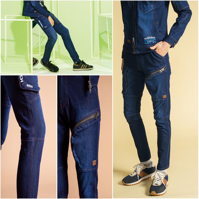 ストライプフード付きウェアと青いパンツセット レインウェア 合羽 ジーベック 32005 雨具 撥水 防風 ストレッチ