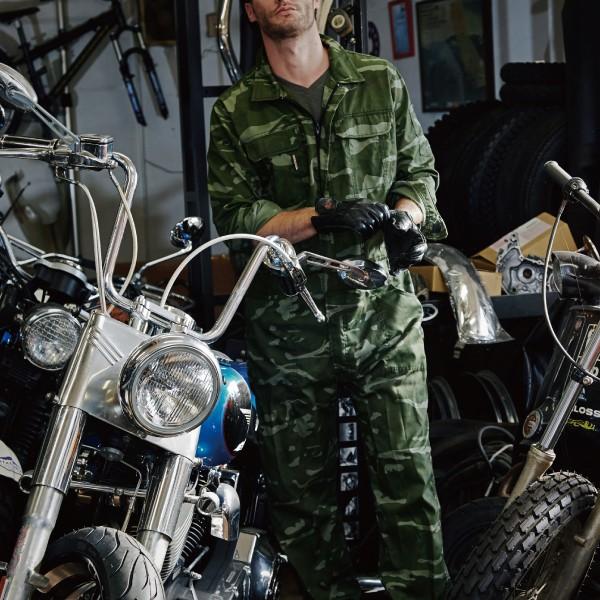 USA古着 COMMANDER 迷彩柄オーバーオール カモフラ L つなぎ SOWA 桑和