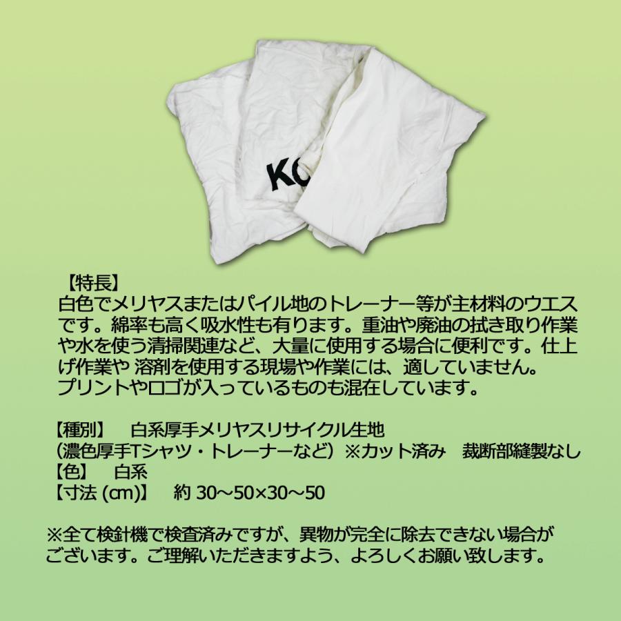 白色厚メリヤスウエス(リサイクル生地) 10kg梱包/2kg×5袋  布 メンテナンス 掃除 油拭き 布 メンテナンス 掃除｜proues｜03