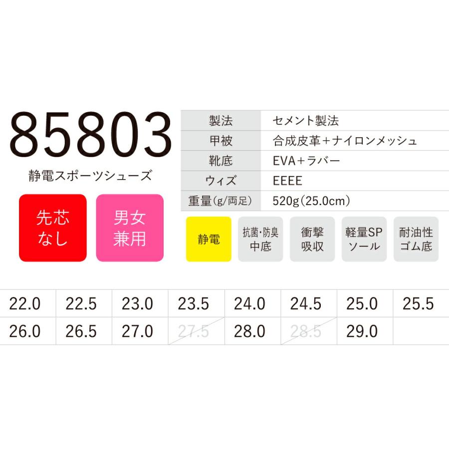 静電スポーツシューズ 85803 XEBEC 紐 先芯なし 厚底 グレー 白 静電気
