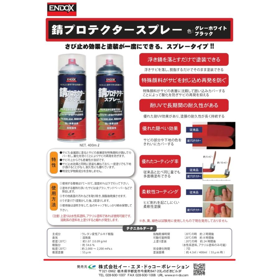 ENDOX エンドックス 錆プロテクタースプレー ブラック 400ml 防錆剤