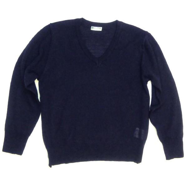スクール セーター ウール100% Vネック 紺 無地 ゆうパケット送料無料