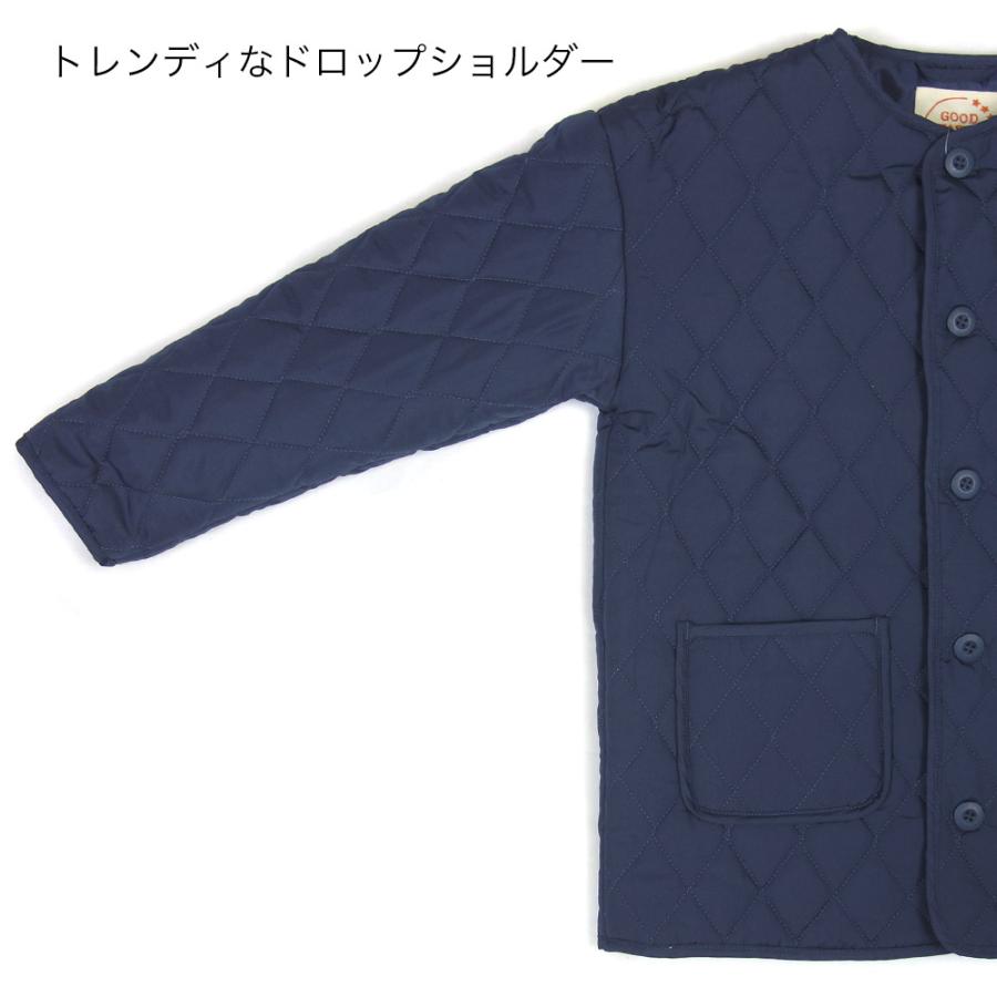 キルティングジャケット 中綿 紺 ネイビー 黒 クロ 軽くて暖か 100cm