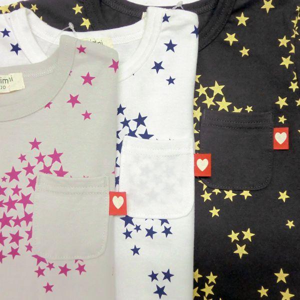 セール Tシャツ 半袖 綿100％ 星だけどハート おしゃれな総柄 メール便送料無料 キッズ  90cm 100cm 110cm 120cm 130cm｜ps-park｜03