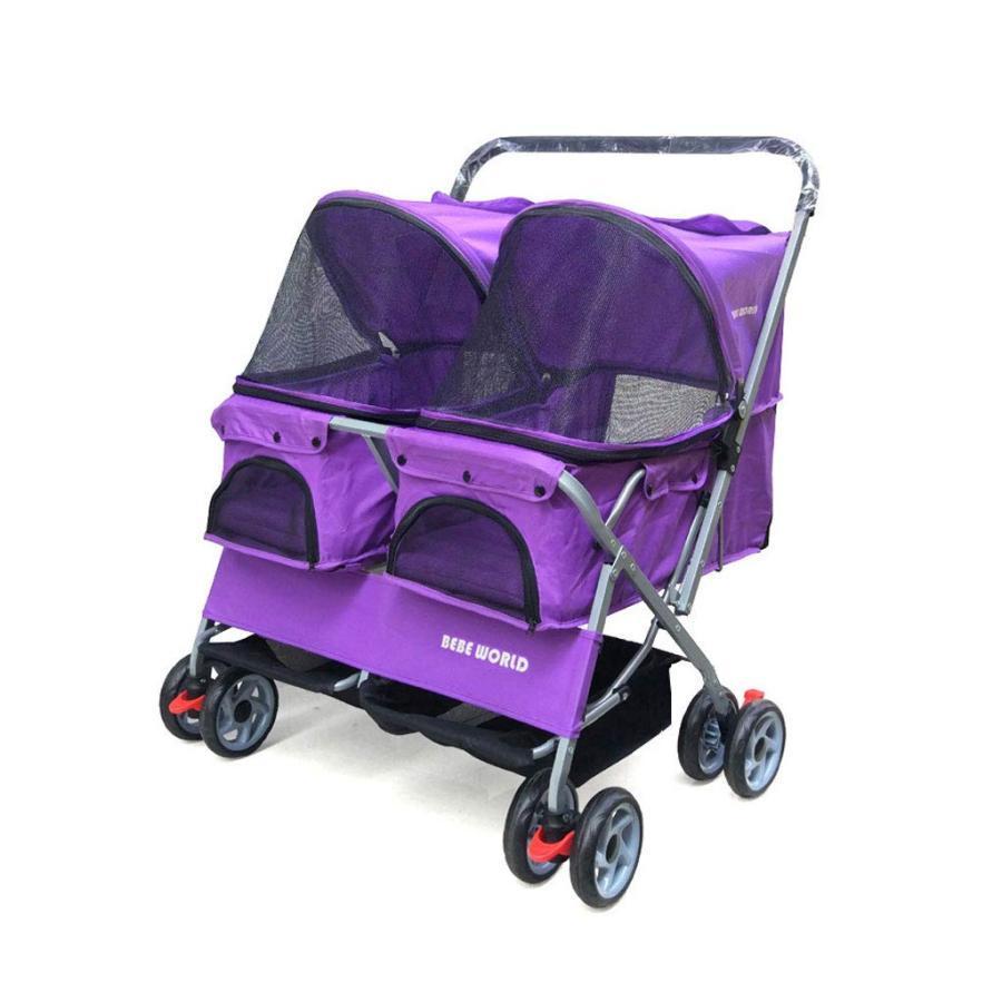 ペットスポーツカー4匹の犬/猫ダブル寝台ペットカートフロントホイール360度回転ペットトラベルベビーカー。 犬用カート 