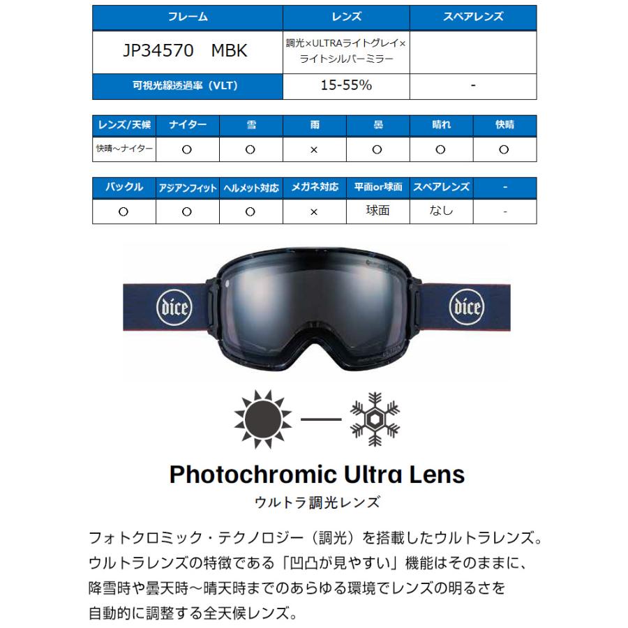 DICE（ダイス） 2024 DICE JACKPOT スノーボード ゴーグル JP34570 MBK