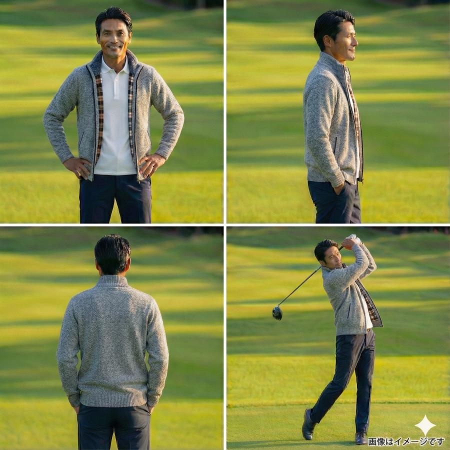 ゴルフジャケット メンズ ゴルフウエア カーディガン ニットセーター 秋冬 冬服 立ち襟 厚手 裹起毛 ボア チェック柄 ニット アウター セーター 春 | ブランド登録なし | 13