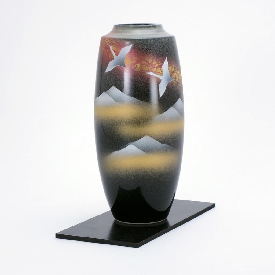 九谷焼 8号寸胴花瓶 双鶴連山 (花台付) : 虹八 kohya - 通販