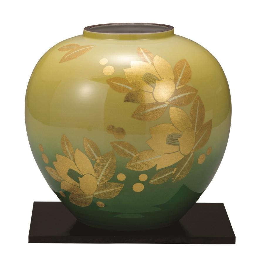 九谷焼 花瓶 8号花瓶・釉裏金箔彩山茶花（花台付） 九谷焼 花瓶 8号花瓶・釉裏金箔彩山茶花（花台付）お祝い 記念品