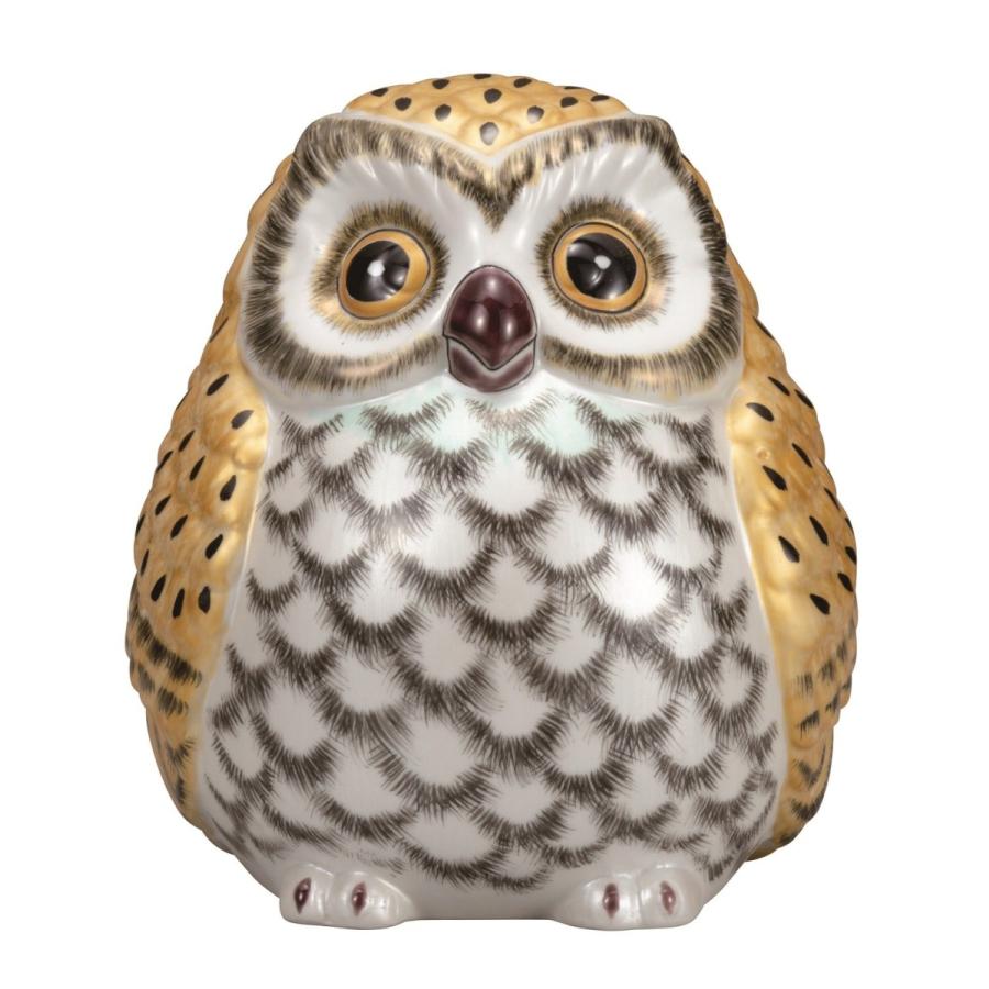 九谷焼 縁起置物 フクロウ/ふくろう/梟 6号ふくろう 金彩＜インテリア