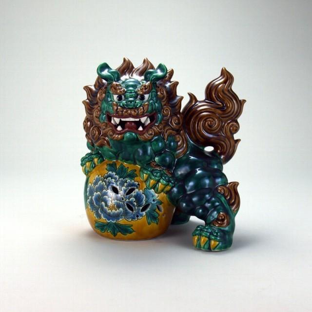 九谷焼　月見　獅子交趾9号 九谷焼 月見 獅子交趾9号