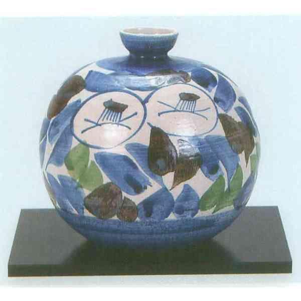 Web限定 九谷焼 N 06 木台付 花瓶 5号 染付丸紋椿 15 15 5cm 化粧箱 超目玉 Nicmosul Org