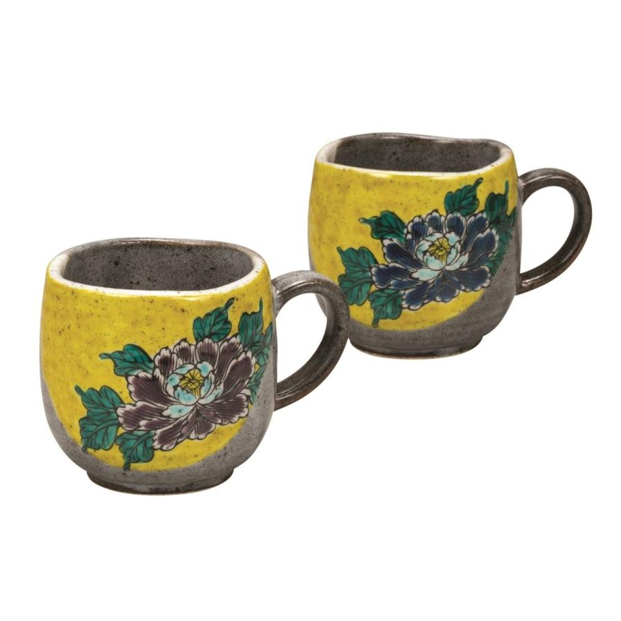 九谷焼　ペアマグカップ 吉田屋牡丹